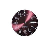 PVUVTNAHW Quadrante da 28,5 mm Sunburst Blue Lume Vintage Doppia finestra Data Modificato Parti di orologi compatibili for il movimento NH35/NH36(Red)