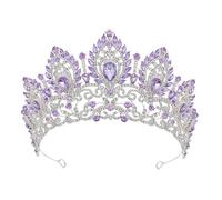 PVUVTNAHW Royal Queen Purple Crown Grande diadema Tiara da Sposa Elegante Accessorio for Capelli da Principessa for la Festa Nuziale(Silver Purple)