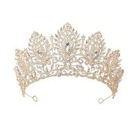 PVUVTNAHW Royal Queen Purple Crown Grande diadema Tiara da Sposa Elegante Accessorio for Capelli da Principessa for la Festa Nuziale(Gold White)