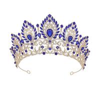 PVUVTNAHW Royal Queen Purple Crown Grande diadema Tiara da Sposa Elegante Accessorio for Capelli da Principessa for la Festa Nuziale(Gold Blue)