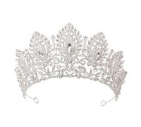 PVUVTNAHW Royal Queen Purple Crown Grande diadema Tiara da Sposa Elegante Accessorio for Capelli da Principessa for la Festa Nuziale(Silver White)