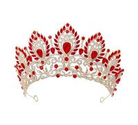 PVUVTNAHW Royal Queen Purple Crown Grande diadema Tiara da Sposa Elegante Accessorio for Capelli da Principessa for la Festa Nuziale(Gold Red)