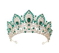 PVUVTNAHW Royal Queen Purple Crown Grande diadema Tiara da Sposa Elegante Accessorio for Capelli da Principessa for la Festa Nuziale(Gold Green)