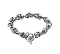 PVUVTNAHW S925 Argento Garber Style Skull Moto Stringa a Mano Trend Uomo e Donna Scheletro Bracciale Punk Vintage(21cm)