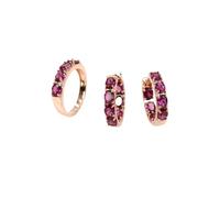 PVUVTNAHW Set di gioielli con orecchini ad anello in granato rodolite naturale, in argento sterling 925, for uso quotidiano da donna.(9)