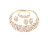 PVUVTNAHW Set di gioielli con orecchini e orecchini con bracciale in cristallo dorato for la festa degli accessori da sposa