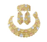 PVUVTNAHW Set di gioielli con orecchini pendenti, orecchini pendenti, placcati in oro 18 carati, colorati, for la festa nuziale