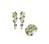 PVUVTNAHW Set di gioielli con peridoto, orecchini e pietre preziose naturali, in argento 925, raffinati gioielli da donna.(8)