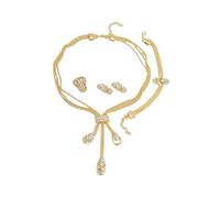 PVUVTNAHW Set di gioielli da donna con collana, orecchini, bracciale e anelli in perline color oro/argento