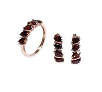 PVUVTNAHW Set di gioielli raffinati in granato naturale, orecchini con pietre preziose in argento 925, for uso quotidiano da donna(7)