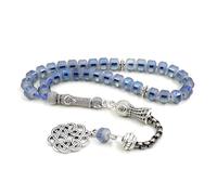 PVUVTNAHW Tasbih Gioielli di Cristallo 33 45 66 99 Perline di Preghiera Braccialetto Blu Misbaha Accessori Islamici Regalo Eid Ramadan Arabo Rosario, Misura unica, 45 perline, Agata