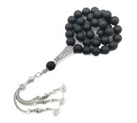 PVUVTNAHW Tasbih Rosario islamico in agata nera opaca naturale islamica 33 45 66 99 rosario Eid Adha regalo Misbaha, Misura unica, 12 mm-99 perline, Agata