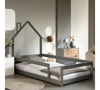 PVWIIK Letto a pavimento con recinzione, letto a pavimento Montessori con tetto e guardrail a tutta lunghezza, per bambini, ragazzi e ragazze, senza bisogno di molle, bianco