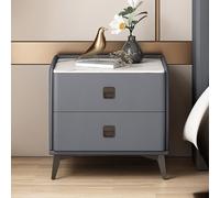PVYGDXYI Comodino bianco moderno e minimalista per camera da letto in legno massello con piano di lavoro in ardesia, mini divano da camera da letto in legno/tavolino in legno con doppia S
