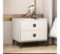 PVYGDXYI Comodino bianco moderno e minimalista per camera da letto in legno massello con piano di lavoro in ardesia, mini divano da camera da letto in legno/tavolino in legno con doppia S