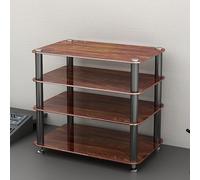 PVYGDXYI Mobile multimediale AV con ripiani in vetro temperato e gestione dei cavi, torre audio rack piccolo centro di intrattenimento per soggiorno (marrone, 48 cm)