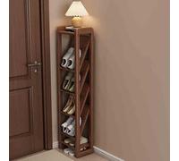 PVYGDXYI Piccola scarpiera autoportante, organizer verticale per scarpe, spazioso montaggio a pavimento, per scarpe e borse (marrone, 30 cm)