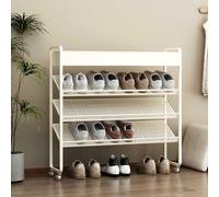 PVYGDXYI Scarpiera autoportante con rotazione a 360°, 4 ripiani stretti, in metallo robusto, semplice e moderno, per ingresso e corridoio (bianco, 90 cm)