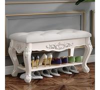 PVYGDXYI Scarpiera autoportante per ingresso, moderna stile metà secolo, in legno, con cuscino, per angolo d'ingresso, contiene 3 paia (argento, 80 cm)