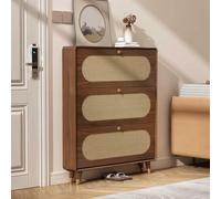 PVYGDXYI Scarpiera con 3 ante a ribalta, scarpiera piccola scarpiera da ingresso, per porta d'ingresso con ripiani in legno (90 cm)