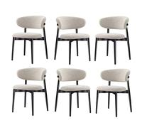 PVYGDXYI Set di 6 sedie da Pranzo Moderne di metà secolo, sedie da Pranzo in Legno massello con Cuscino in Lino e Schienale Curvo, sedie da Cucina Imbottite per Soggiorno e Cucina (6, Nero)