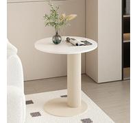 PVYGDXYI Tavolino Laterale a Colonna Romana, tavolino a Forma di C, tavolini Laterali circolari Bianchi, tavolini Laterali Moderni per Soggiorno, Camera da Letto, Divano, Piccolo Spazio, Bianco, M