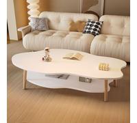 PVYGDXYI Tavolino Moderno di Caffè in Legno Irregolare, Tavolino Centrale di Ripiani A 2 Livelli con Bordi Arrotondati - Design Delle Nuvole per La Camera da Letto Del Soggiorno, Facile Assemblaggio