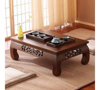 PVYGDXYI Tavolo da tè giapponese tatami, tavolo da pavimento in legno con intaglio tradizionale, scrivania bassa in legno massello, per soggiorno e balcone creativo, nessun montaggio, bordi lisci