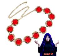 PW TOOLS Cintura da Donna Raven Cosplay, Puntelli per Costumi Teen Titans, Cintura a Catena Regolabile con Catena di Pietra Rossa, Cintura da Donna Cosplay Anime per Costumi da Regalo Oggetti di Scena