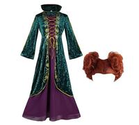 PW TOOLS Costume per Adulti con Parrucca, Costume Cosplay da Strega di Halloween Winifred Sanderson da Donna, Set di Travestimenti per Feste di Halloween, S-3XL Costumi di Halloween per