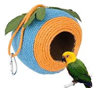PW TOOLS di Guscio di Cocco Pappagallo,Casa di Cocco per Uccelli - Capanna per Uccelli in Guscio di Noce di Cocco Naturale, di Uccelli Intrecciato a Mano per pappagalli, Rondine, conuri