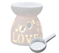 PW TOOLS Lampada Profumata in Ceramica, Lampada Profumata a Cera, Bruciatore di Olio Essenziale Bianco, Lampada Aromatica, Portacandele, Decorazione Camera da Letto (Senza Candela)