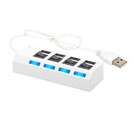 PW TOOLS Porta USB Multipla, Adattatore di Alimentazione USB 2.0 a 4 Porte con Singoli interruttori di Alimentazione a LED, Presa Piccola Plug And per PC, unità Flash e Altro