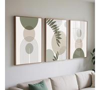 PWAAHDC Set di 3 Stampe Artistiche da Parete su Tela Verde Salvia - Poster Moderni e Minimalisti per Decorazioni Eleganti in Stile Boho - Senza Cornice, 60 x 90 cm