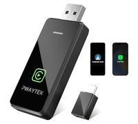 PWAYTEK 2 in 1 Adattatore Apple CarPlay Wireless 2025,Bluetooth 5.3 e Wi-Fi 5.8GHz, Converte Cablato in Wireless, USB-C/A Plug&Play, Compatibile con iPhone iOS 10+ e Altri Dispositivi, Auto 2016+