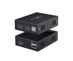 PWAYTEK HDMI KVM USB Extender 147ft /45m Trasmissione su Single Cat5e / 6/7 Full HD 1080P Supporto Loop out Funzione EDID 3D (nero)