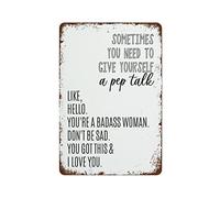 PWBYU Targa in metallo in alluminio con scritta divertente "Something You Need To Give Yourself A Pep Talk", decorazione da parete per bar, pub, club, casa, 20,3 x 30,5 cm, vintage 1983