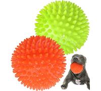 Pweituoet Set di 2 palline per cani da masticare aggressivi, 11,4 cm, per cani di taglia media e grande, per cani da masticare aggressivi, palla a punta per pulire i denti e l'allenamento