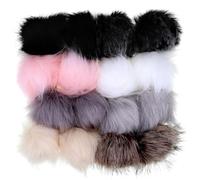 PWGHWG 16 Pezzi Pon Pon Pelliccia 8 cm Pon Pon per Cappelli Lana con Anello Elastico Ponpon Pelosi Adatto per Cappelli Portachiavi Borse Sciarpe Scarpe e Oggetti Di Artigianato