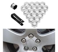 PWJLXY 20 Pezzi Copridado Ruota per Ford Focus III Kombi Turnier 2011-2018, Copribulloni Auto Copri Dado per Bullone Ruot Copri Dadi Esagonali Copri Bullone Copriruota,Silver-17mm