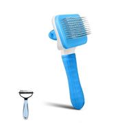 PWOD Kit di 2 spazzole per cani e gatti, spazzola autopulente per animali domestici, spazzola per cani per massaggi e toelettatura, rimuove il sottopelo sciolto e pettine portatile per cani a pelo