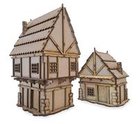 PWORK WARGAMES The Inn - Set di Elementi scenici di ambientazione fantasy per Miniature in Scala 28mm/35mm - Tabletop Miniatures wargame 3D Scenery Terrain - MDF 3mm