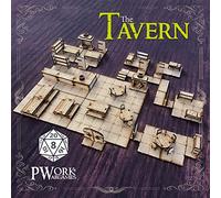PWORK WARGAMES The Tavern (La Taverna) - 3D Tactical maps Rpg Fantasy Dungeon Tiles - mappe tattiche 3D modulari in MDF 3mm