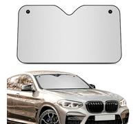 +PWR Car Parts Parasole anteriore in alluminio argento Dimensioni L 140 x 80 cm con ventose. Protegge l'interno dell'auto dal sole. Installazione facile e veloce.