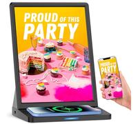 PWR4GTR Segnaletica digitale da 9,7 pollici, Display pubblicitario touch screen con caricabatterie wireless, Alimentazione a batteria da 3000 mAh, Monitor LCD commerciale con riproduzione automatica,