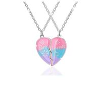 Pwsap 2 Bimba Collana Dell Amicizia, Bff Collane a Catena con Ciondolo Colorato, Best Friends Forever Cuore Collane Magnete, Amicizia Gioielli Regali per Bambini Madre Amici Sorelle
