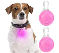 Pwsap 2 Cane Collare Luminoso, Luci di Sicurezza a LED Impermeabili Ciondolo Luminoso, Collare di Cane Luce Luminoso in Silicone luce per cani per Passeggiatori del Bambino e Zaini per Bambini, Rosa