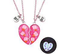 Pwsap 2 Ragazze Collane Magnetiche BFF, Best Friends Collane con Luminoso, Collana Incandescente con Ciondolo Cuore, Valentino Amicizia Gioielli Regali per Figlie Donne Amici Sorelle Madre, Gelato