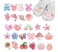 Pwsap 25 Pezzi, Ciondoli per Scarpe Bling, I Ciondoli Colorati in Resina, Graziosi Scarpa Charms per Sandali Clog, Gioielli Moda Scarpa Decorazione Charms, Regalo di Compleanno per Ragazze