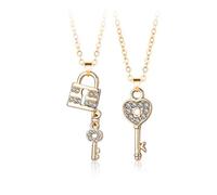 Pwsap Collana Dell Amicizia per 2 Bimba, Bff Collane a Catena con Ciondolo Serratura Chiave in Oro, Best Friends Forever Collane Strass, Amicizia Gioielli Regali per Bambini Madre Amici Sorelle
